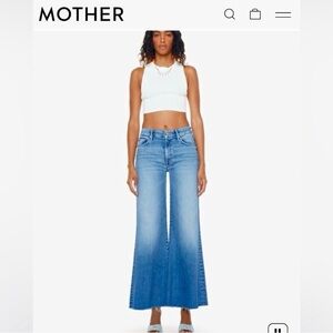 MOTHER Two-Tone Light to Mid Blue Wide-Leg Jeans